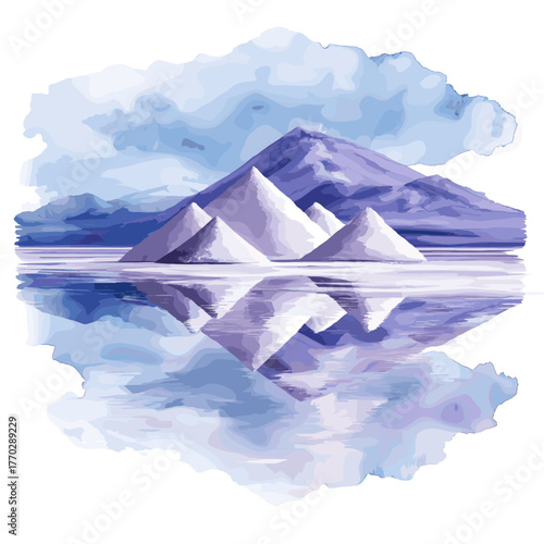 Salar de Uyuni. Salar de Uyuni hand drawn watercolor illustration