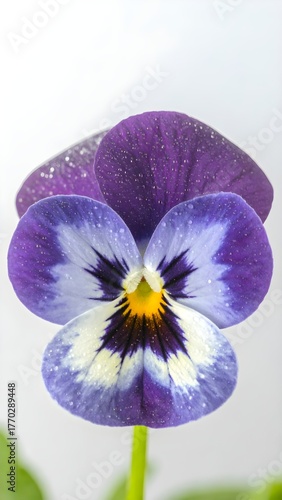 A closeup image of a purple Pansy or Viola flower 