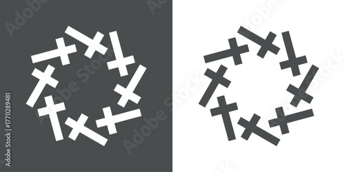 Logo con corona circular con cruces cristianas 