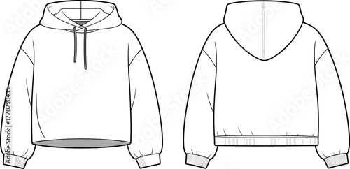 Womens Short Sleeve Romper Technical Flat Sketch Vector Outline Raglan Playsuit Elastic Waist Casual Apparel.