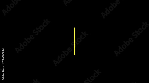 A simple, flat title card reveal. A red box with a yellow border animates in. A minimal, clean element with a black background for text.