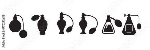 Vintage Perfume Bottle Silhouette Vector Set