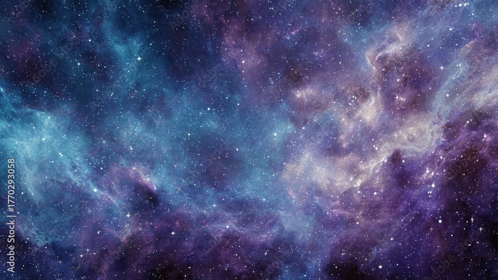 Fototapeta premium Swirling cosmic dust and countless stars fill the vibrant purple and blue nebula