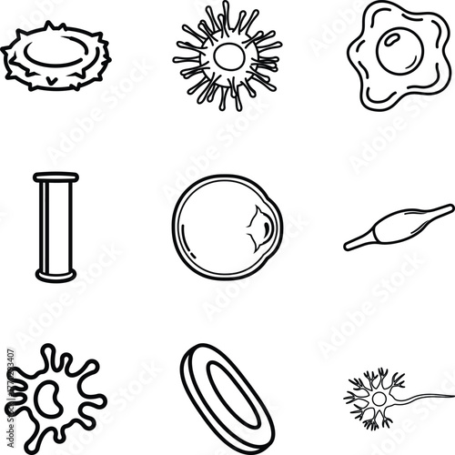Human blood and cell icons for medical use