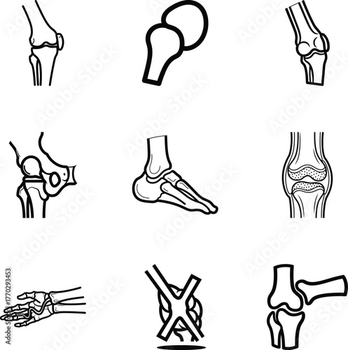 Human bone and joint icons for medical use