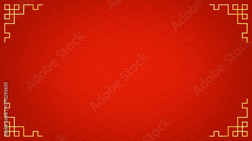 Oriental luxury Chinese style ornament frame on red background, traditional asian decorative border line art illustration, various China Lunar new year design element