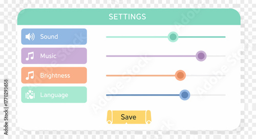 Application Settings Interface With Customizable Sound And Brightness