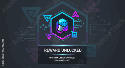 Cyber Gauntlet Reward Unlocked With Digital Design Graphics Concept