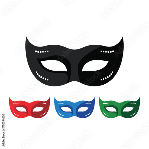Colorful Masquerade Masks Vector Set - Carnival Party Celebration