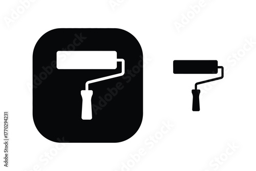 Paint Roller Icon Set: Black and White Minimalist Design