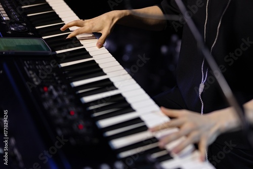 Musician Hands Playing Digital Keyboard
