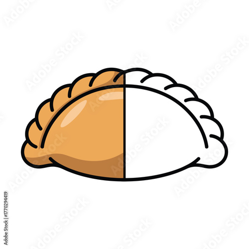 Split Color Empanada Outline for Coloring or Design