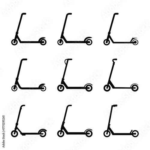 Kick Scooter Icon Set - Electric Scooter Symbols for Urban Mobility