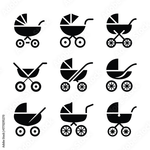 Baby Stroller and Pram Icons Collection