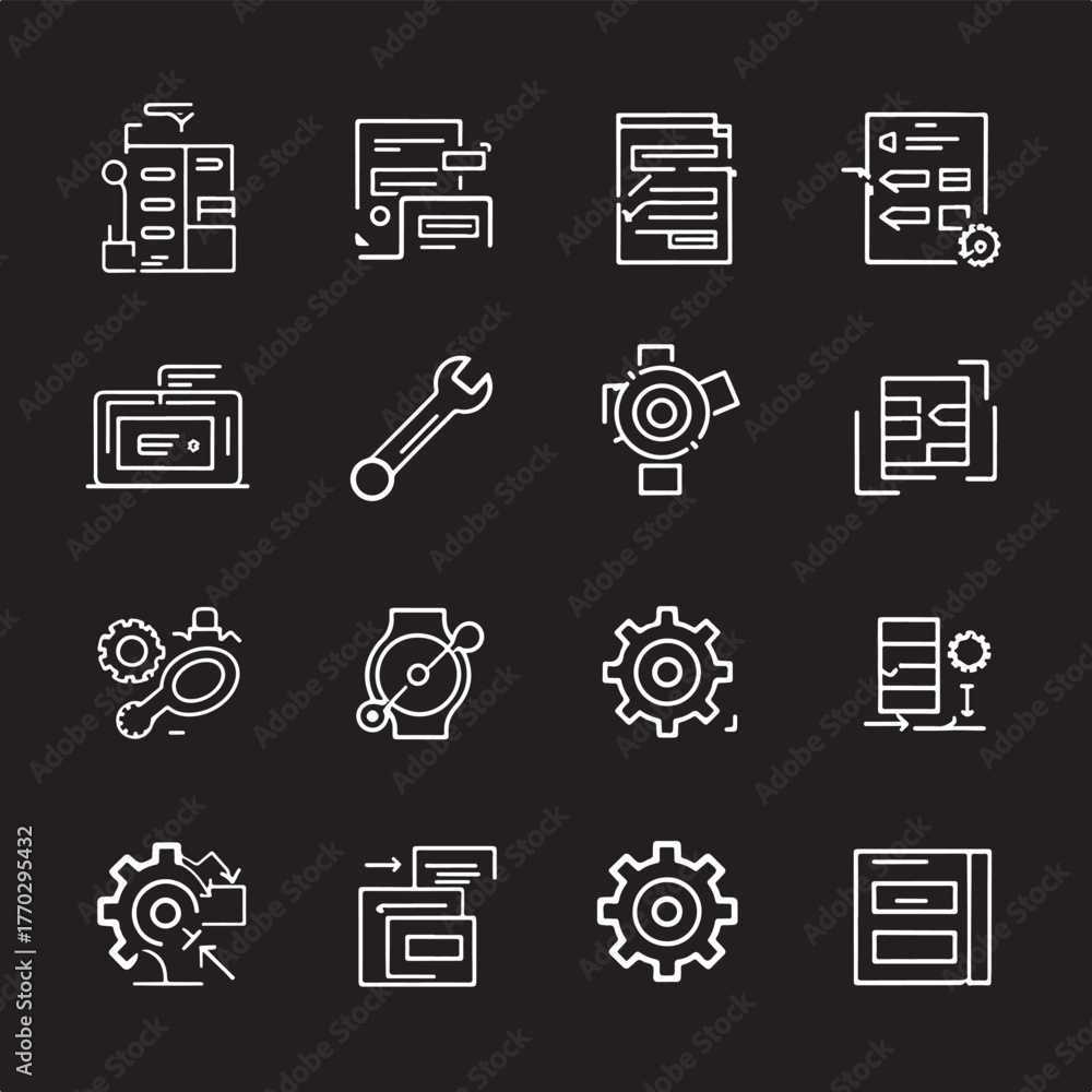 Fototapeta premium Business process icons and tools workflow
