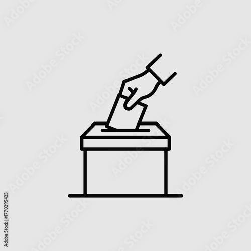 Voting Ballot Box Line Icon - Election and Democracy Concept