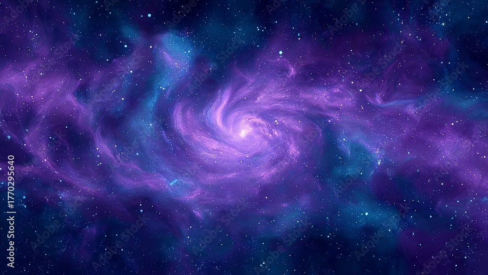 Fototapeta premium Swirling purple and blue nebula with countless stars and a bright galactic core