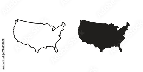 America map icon in doodle and stroke style.