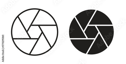 Aperture icon in doodle and stroke style.