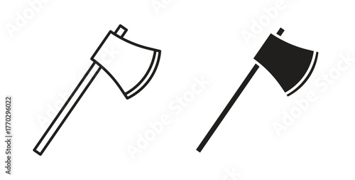 Axe icon in doodle and stroke style.