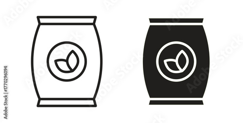 Bag seedling icon in doodle and stroke style.