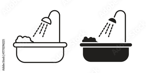Bath icon in doodle and stroke style.