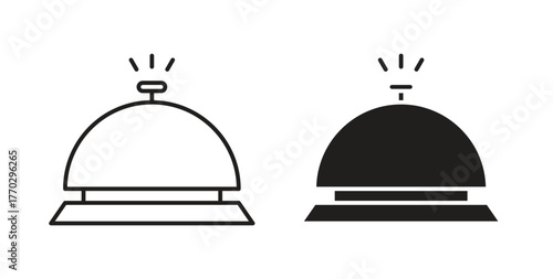 Bell concierge icon in doodle and stroke style.