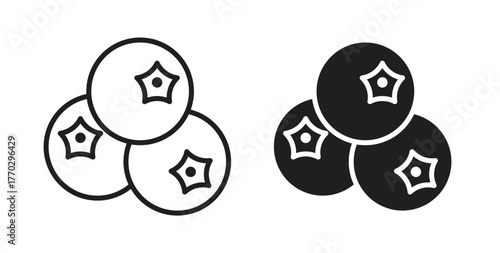 Blueberries icon in doodle and stroke style.