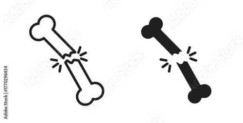 Bone break icon in doodle and stroke style.
