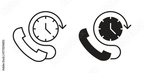 Call duration icon in doodle and stroke style.