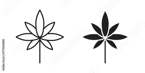 Cannabis icon in doodle and stroke style.