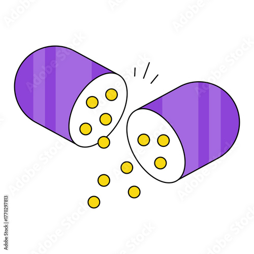 A unique design icon of open pill