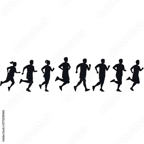 Silhouettes of Group Running Together