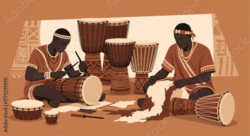 Crafting Traditional African Drums With Authentic Artistic Expression