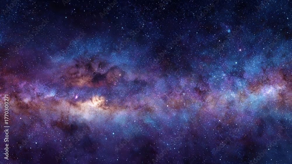 Obraz premium Vast expanse of the Milky Way galaxy detailed view of cosmic dust clouds and countless stars deep space