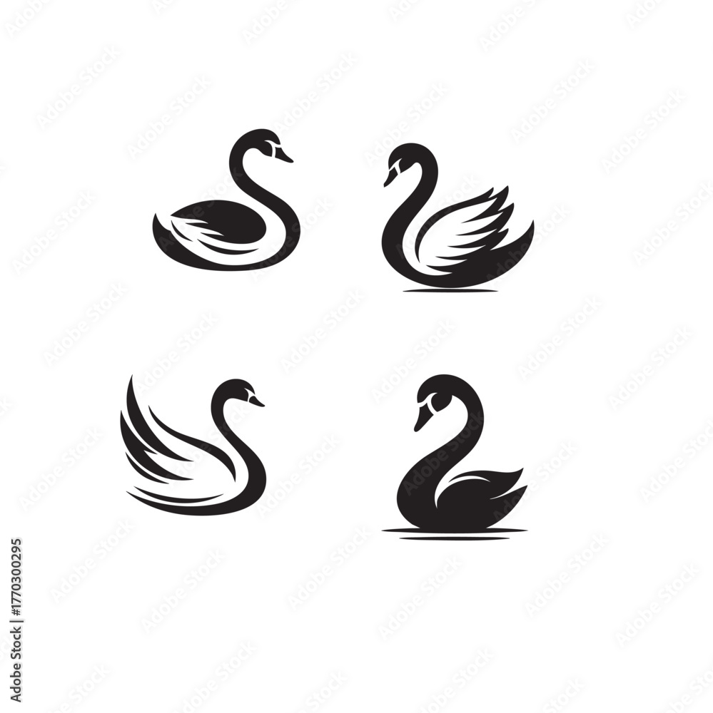 Fototapeta premium swan black and white animal silhouette vector