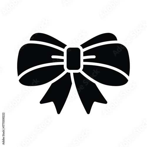 Decorative bow glyph icon, perfect for adding a festive touch.
