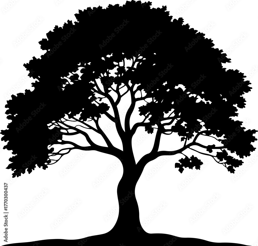 Obraz premium Beautiful Tree Black Silhouette Vector Art
