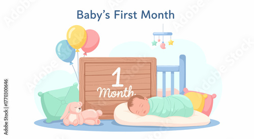 Celebrating Baby's First Month Anniversary With Gifts And Decorations