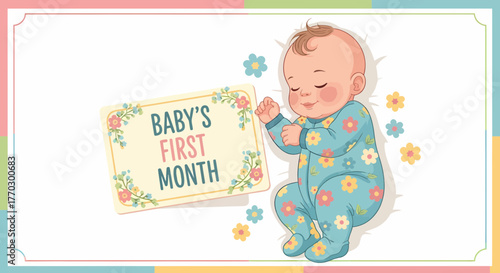 Celebrating Baby's First Month Milestone With Floral Illustration