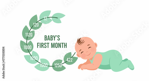 Celebrating Milestone Baby's First Month With Love Illustration
