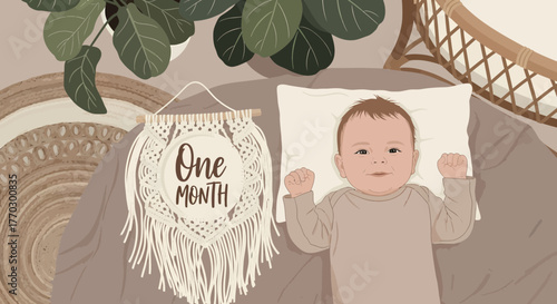 Celebrating One Month Old Baby Girl Milestone With Boho Decorations
