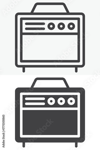 Amplifier vector icon set in outline and solid style