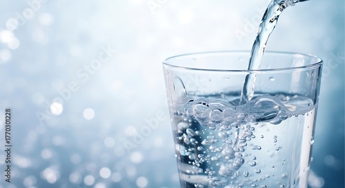 Wallpaper Mural Fresh water being poured into a glass with bubbles
 Torontodigital.ca