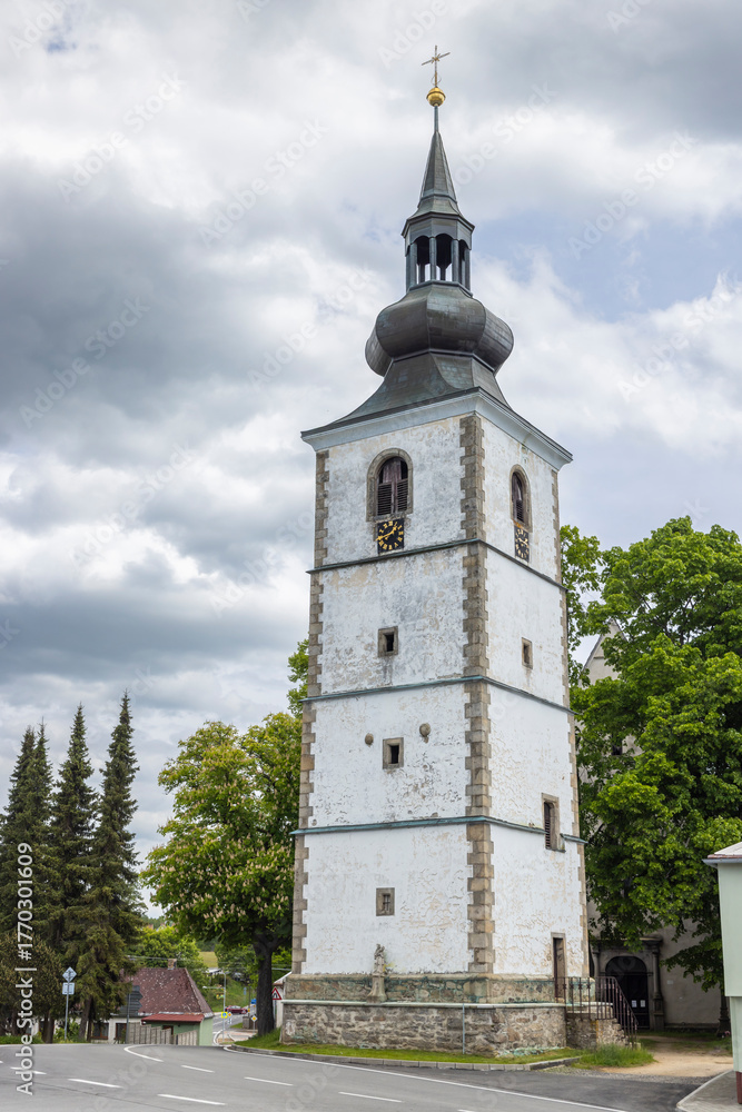 Obraz premium Stare Mesto pod Landstejnem church tower