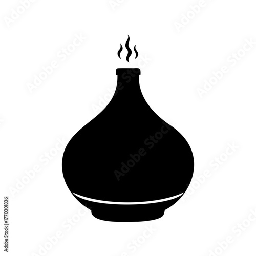 Elegant Aroma Diffuser Silhouette with Rising Vapors for Relaxation and Wellbeing