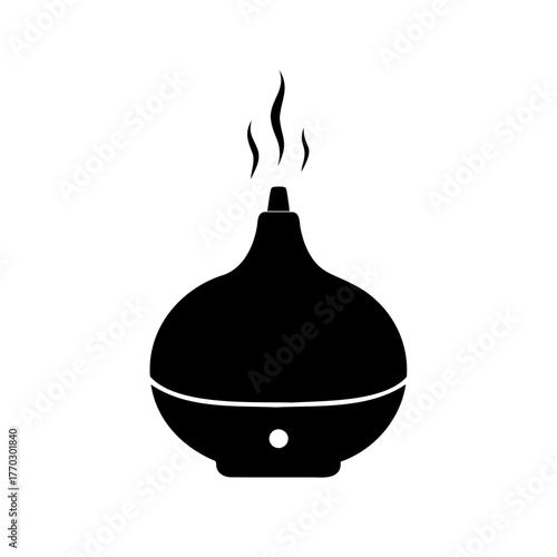 Black and White Illustration of Aromatherapy Diffuser Releasing Scented Vapors