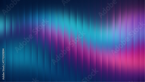 Abstract vertical bars of blue purple and pink light create a vibrant gradient background