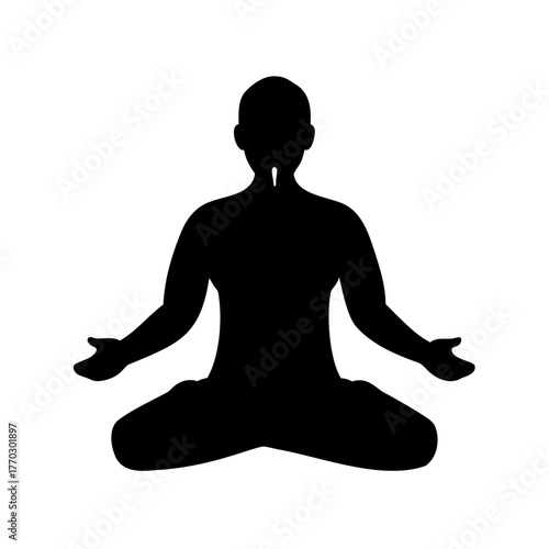 Silhouette of a person meditating in lotus position, symbolizing mindfulness and peace