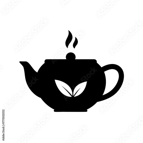 A steaming teapot with tea leaves, symbolizing herbal tea and relaxation